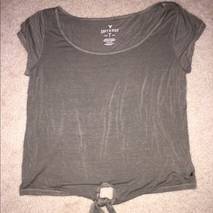 American Eagle Cropped Tied Shirt